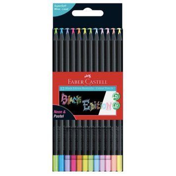 Цветные карандаши Faber-Castell Black Edition, 12 цветов, неоновые и пастельные 3501085 фото