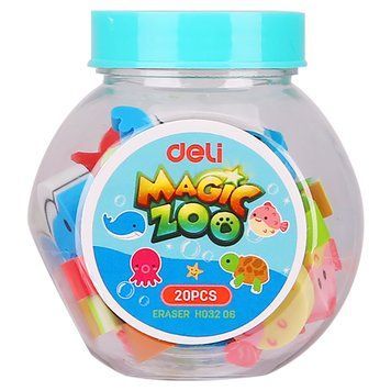 Ластик Deli морские обитатели в банке, ассортимент, 20 штук 3500355 фото