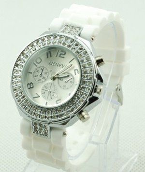 Годинник зі стразами Geneva Crystal женева Білі 011-1 3378753 фото