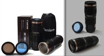 Термочашка в форме объектива Caniam (Canon) EF 70-200 с чехлом Черная 3377843 фото