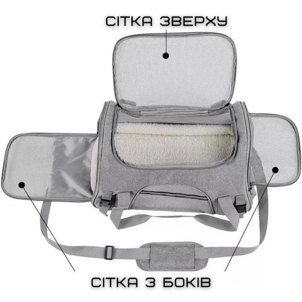 Сумка переноска на молнии для кошек и собак до 7 кг цвет черный/серый 3735116 фото