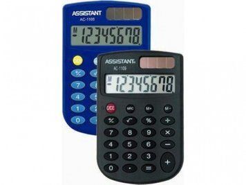 Карманный Калькулятор Assistant AC-1109 черный 8 разряд, 86х58х8, ПВХ обклад, резин кн, round ф-ма 2827394 фото