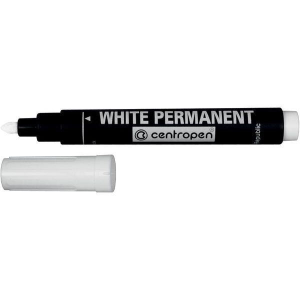 Маркер перманентный Centropen Permanent белый шариковый 2,5 мм 3500784 фото
