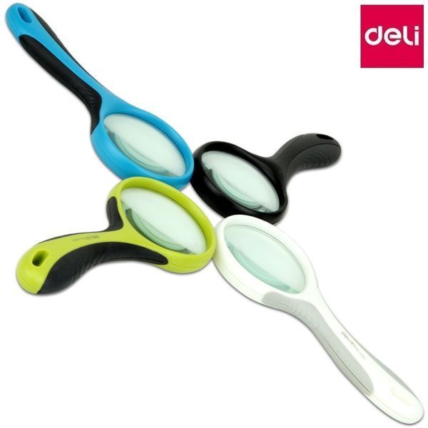 Лупа Deli 9093 микс 75 мм 2,5 раза пластиковая ручка с резиновыми вставками 2859963 фото