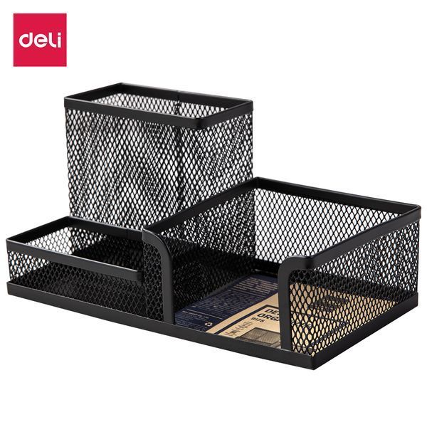 Подставка-органайзер для ручек Deli, металлическая сетка, 3 отделения 3500858 фото