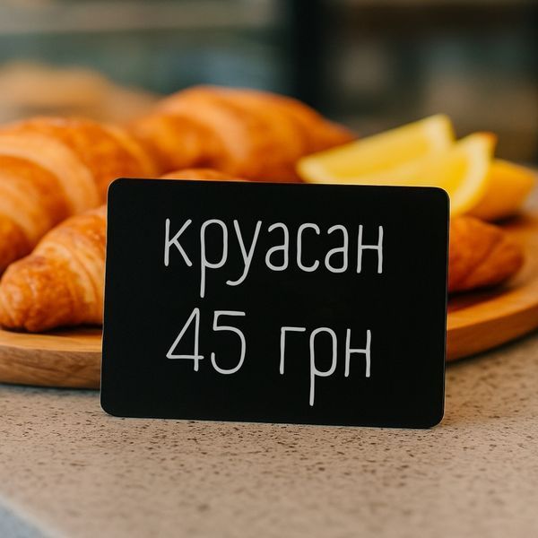 Цінники-таблички чорні A6, набір 5 шт, крейдяні, пластик 105&times;148 мм (1006) 2901006 фото
