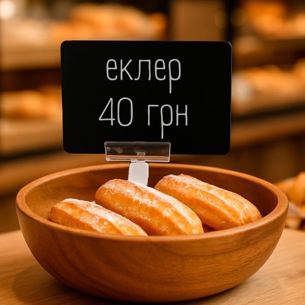 Цінники-таблички чорні A6, набір 5 шт, крейдяні, пластик 105&times;148 мм (1006) 2901006 фото