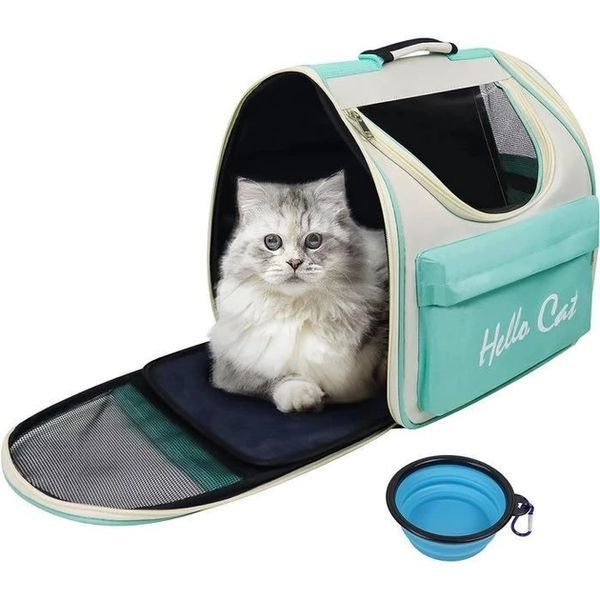Рюкзак переноска для собак и кошек до 7,5 кг Hello Cat цвет Бирюзовый 3735122 фото