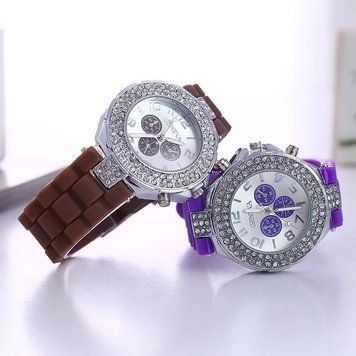 Годинник зі стразами Geneva Crystal женева Шоколад 011-4 3378755 фото
