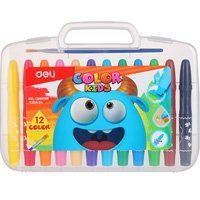 Олівці кольорові Deli Color Kids, 12 кольорів, гелеві акварельні з пензликом 3501037 фото