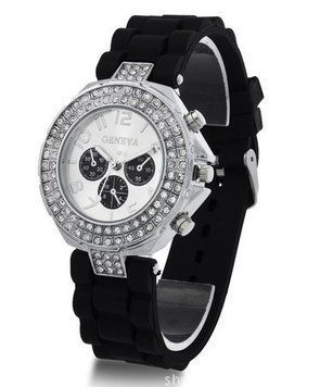 Годинник зі стразами Geneva Crystal женева Чорні 011-2 3378756 фото