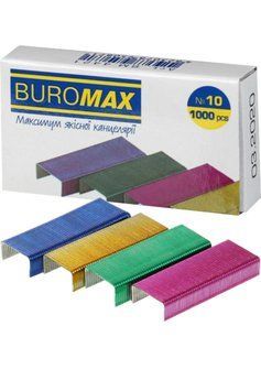 Скобы для степлера Buromax номер 10 (1000 штук) цветные 3501960 фото
