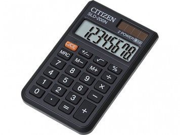 Карманный Калькулятор Citizen SLD-200N черный 8 разряд, 61х97,5х12, ПВХ обклад, пласт кн. 2837150 фото